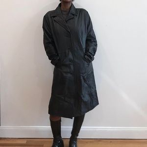 SERGIO BENNINI BLACK LEATHER COAT